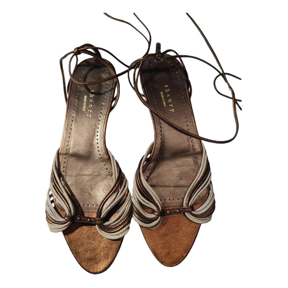 Pre-owned Theory Leather Sandal In Brown