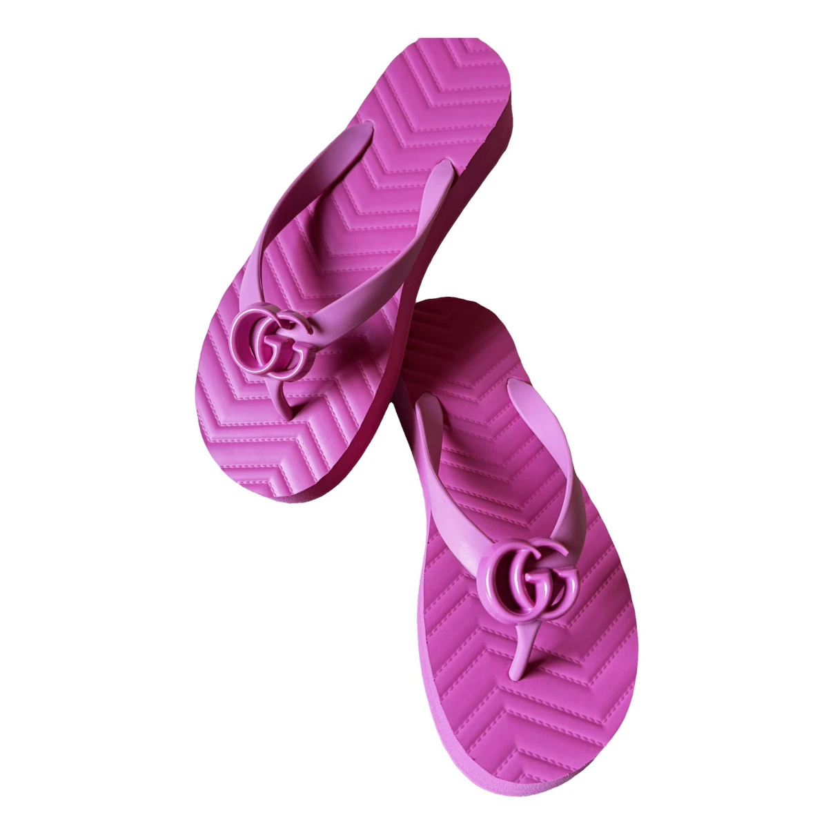 Pre-owned Gucci Double G Flip Flops In Pink