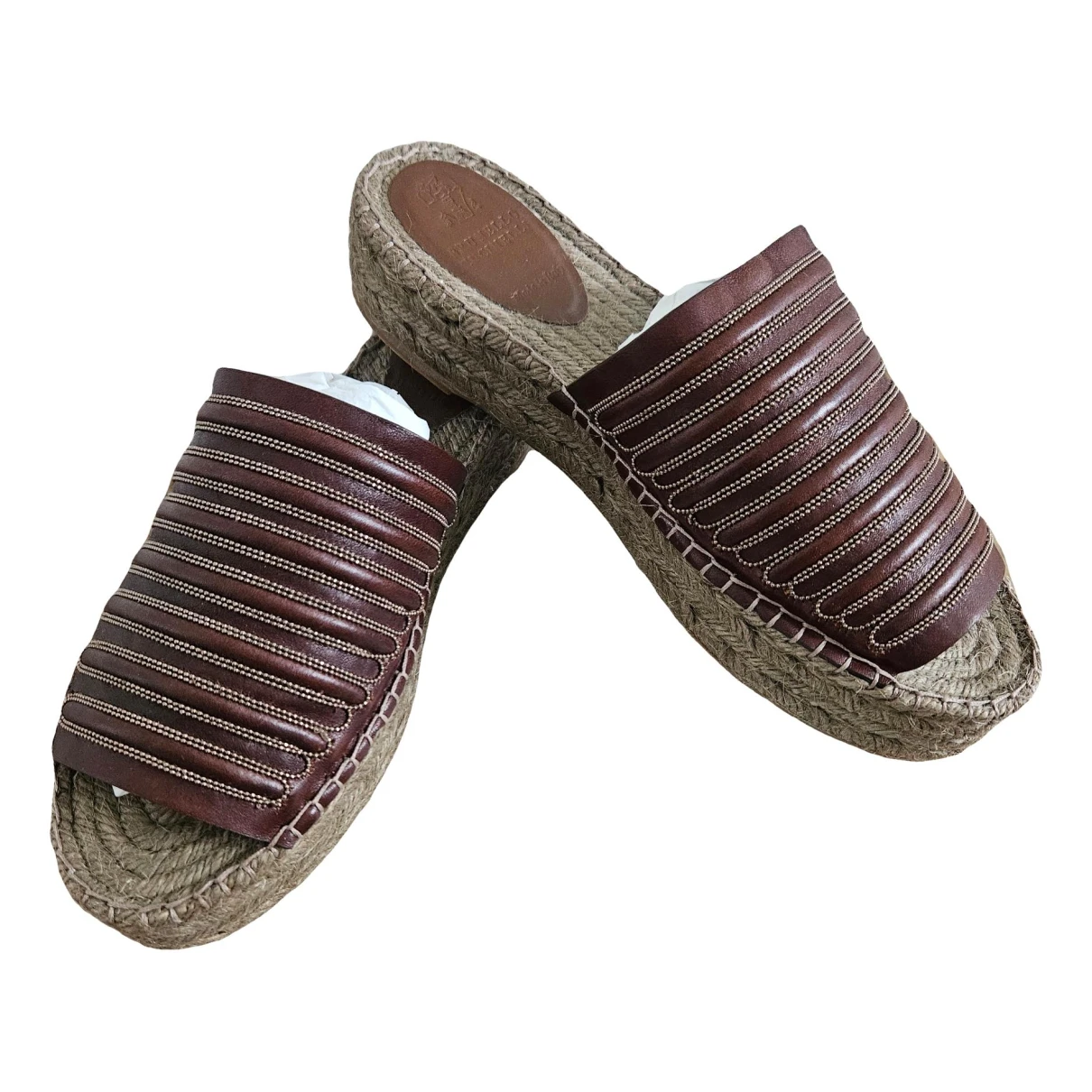 Pre-owned Brunello Cucinelli Leather Mules & Clogs In Brown