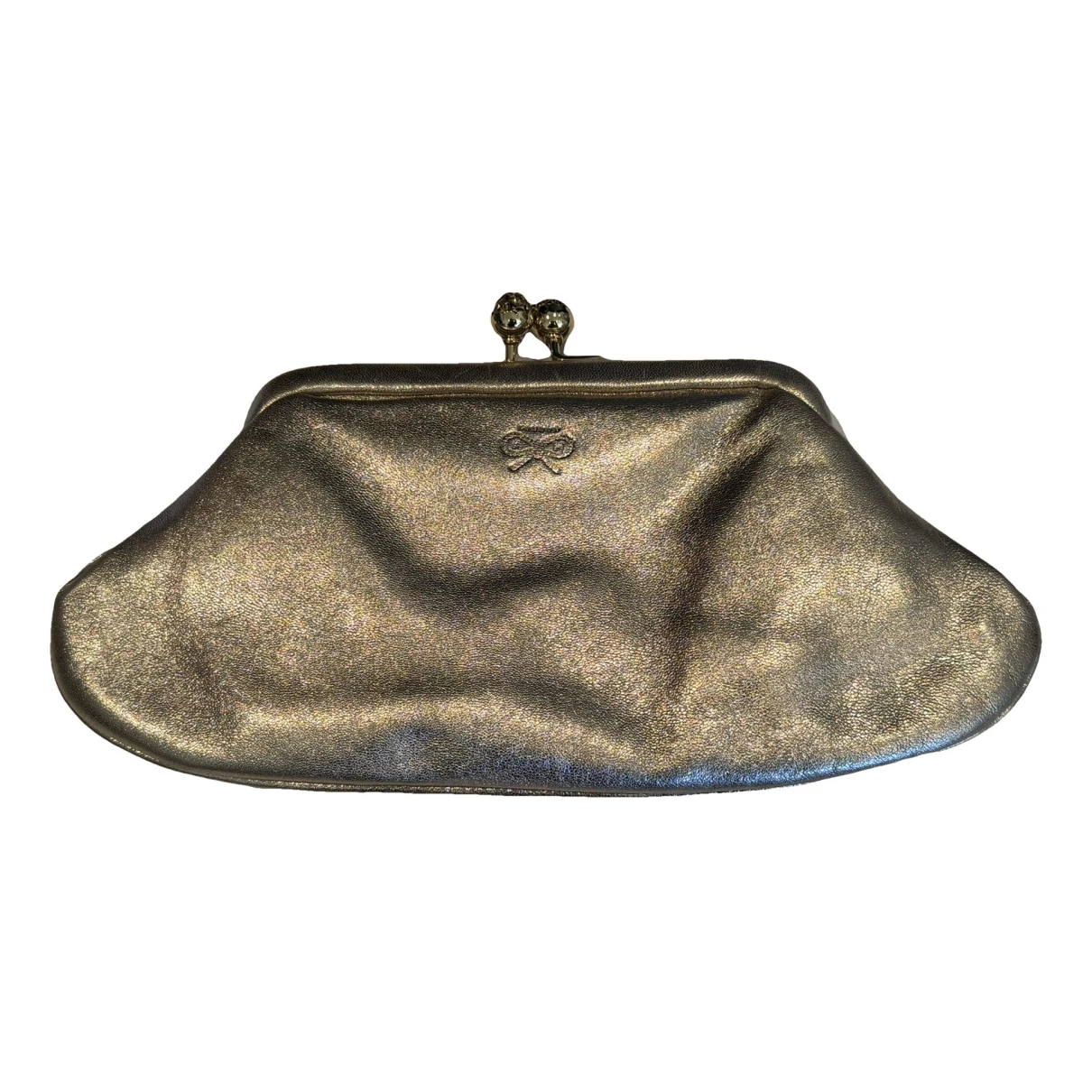Pre-owned Anya Hindmarch Leather Clutch Bag In Gold