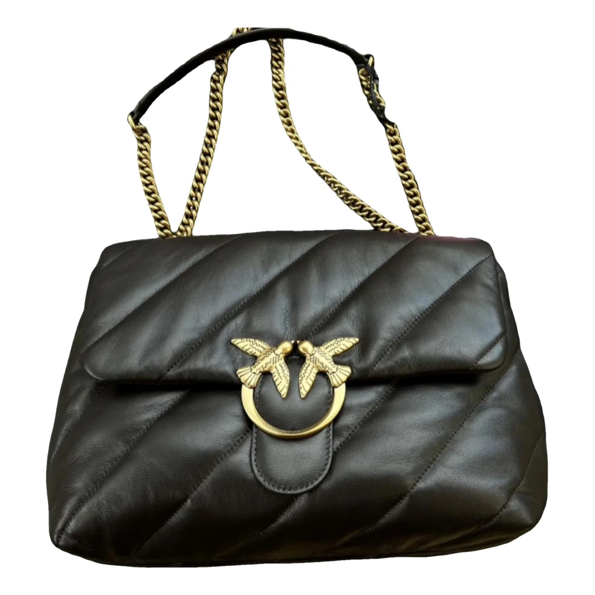 Pre-owned Pinko Love Bag Leather Handbag In Brown
