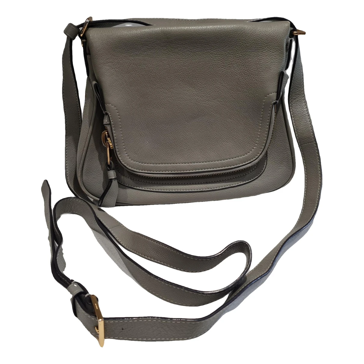 Pre-owned Tom Ford Jennifer Leather Handbag In Grey