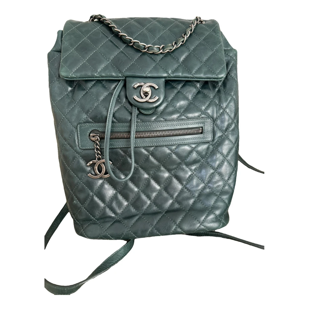 Pre-owned Chanel Mountain Leather Backpack In Green