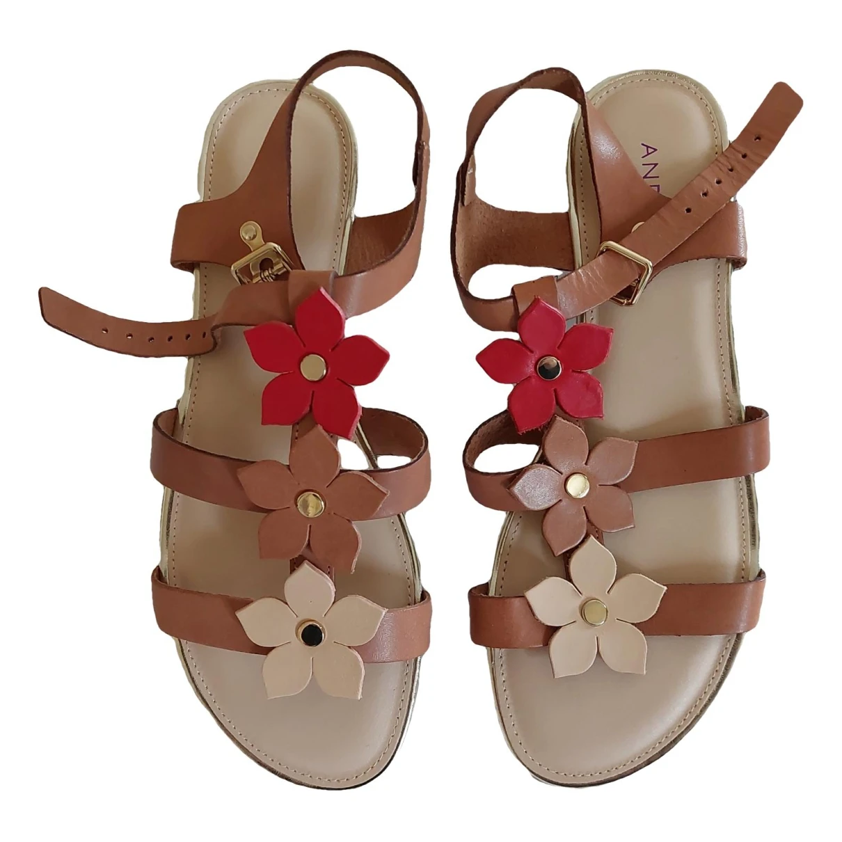 Pre-owned André Leather Sandals In Brown