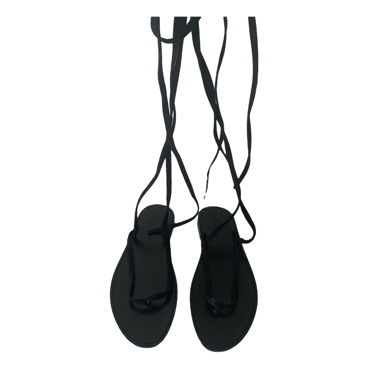 Pre-owned Attico Leather Flip Flops In Black
