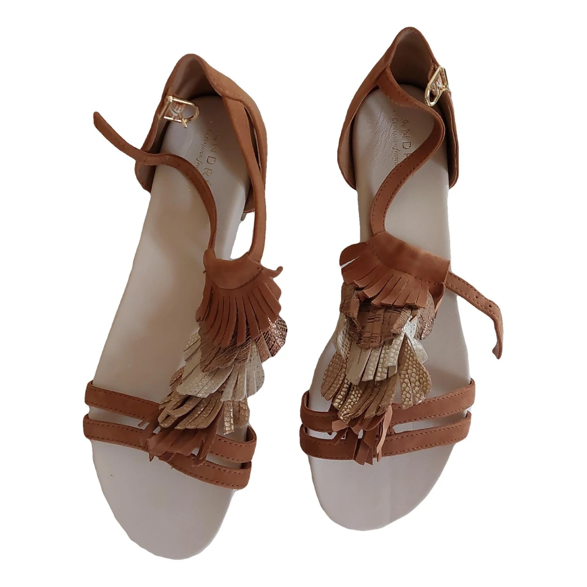 Pre-owned André Leather Sandals In Brown