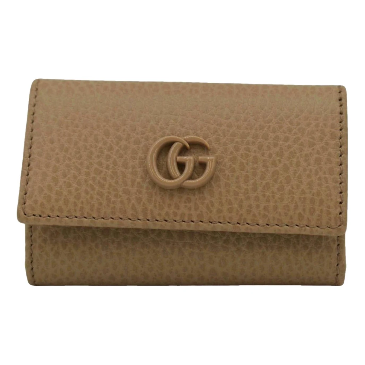 Pre-owned Gucci Marmont Leather Clutch Bag In Brown