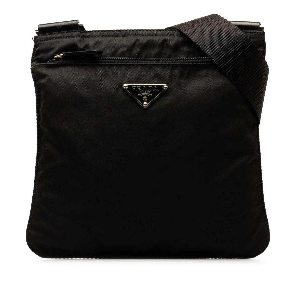 Pre-owned Prada Tessuto Cloth Crossbody Bag In Black