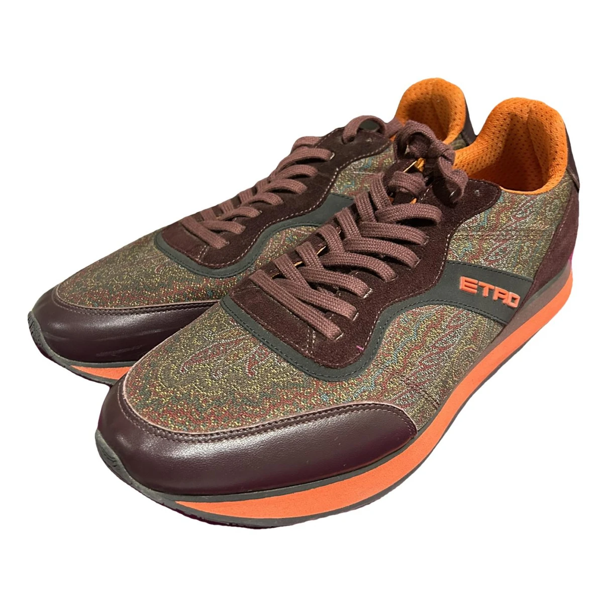 Pre-owned Etro Leather Low Trainers In Brown