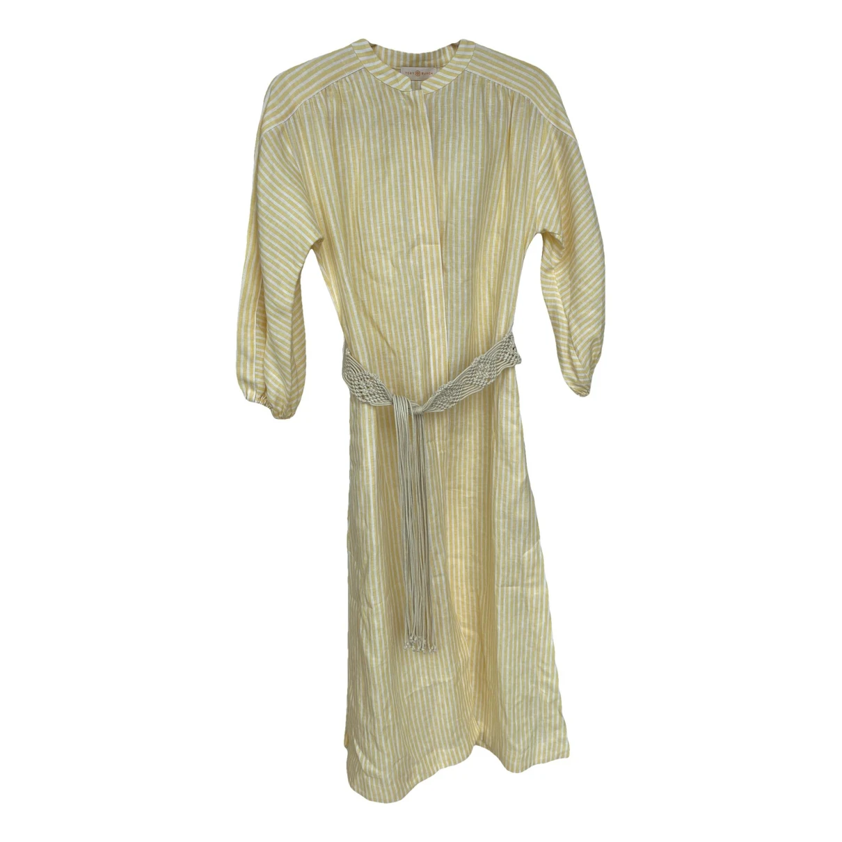 Pre-owned Tory Burch Linen Maxi Dress In Yellow