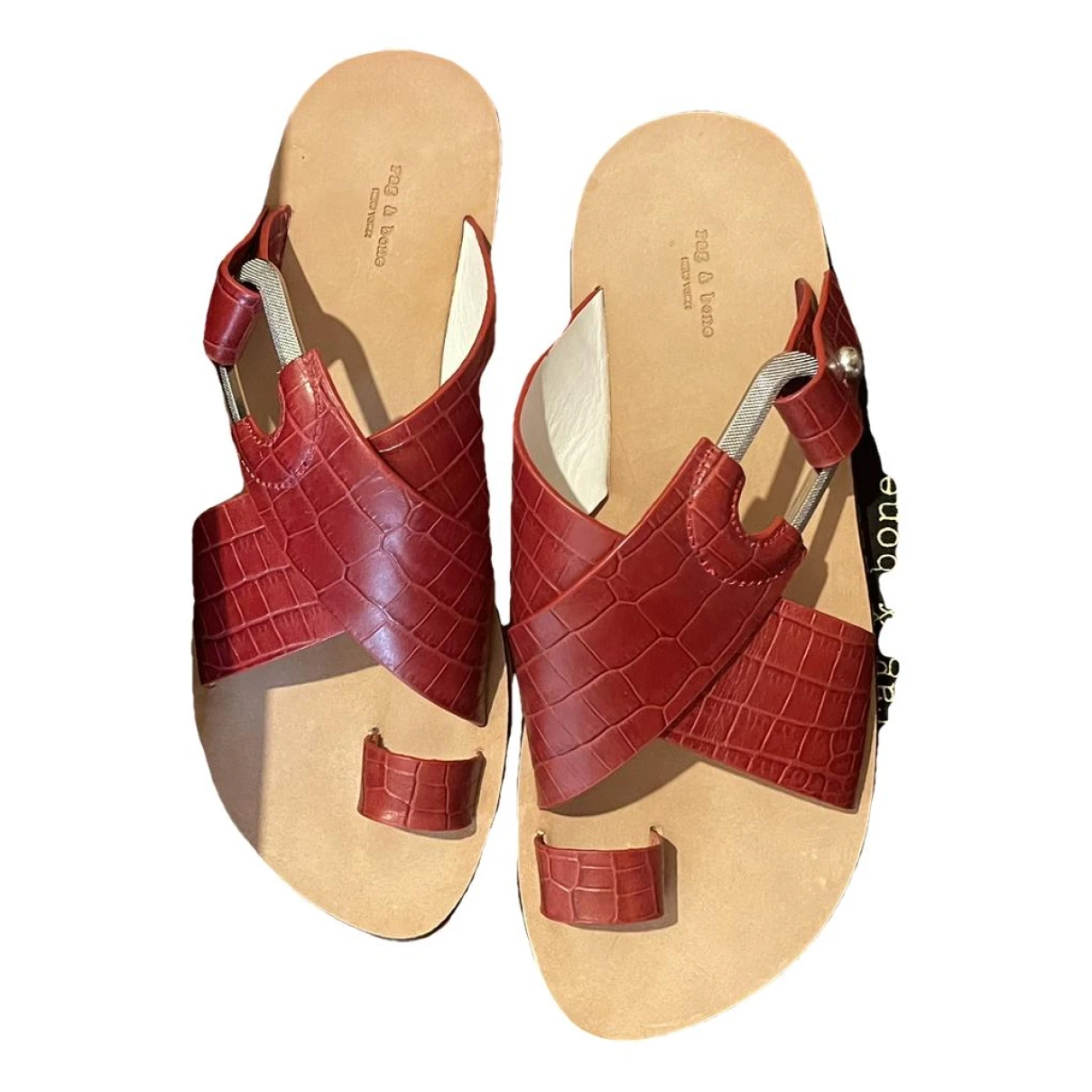 Pre-owned Rag & Bone Leather Flats In Red