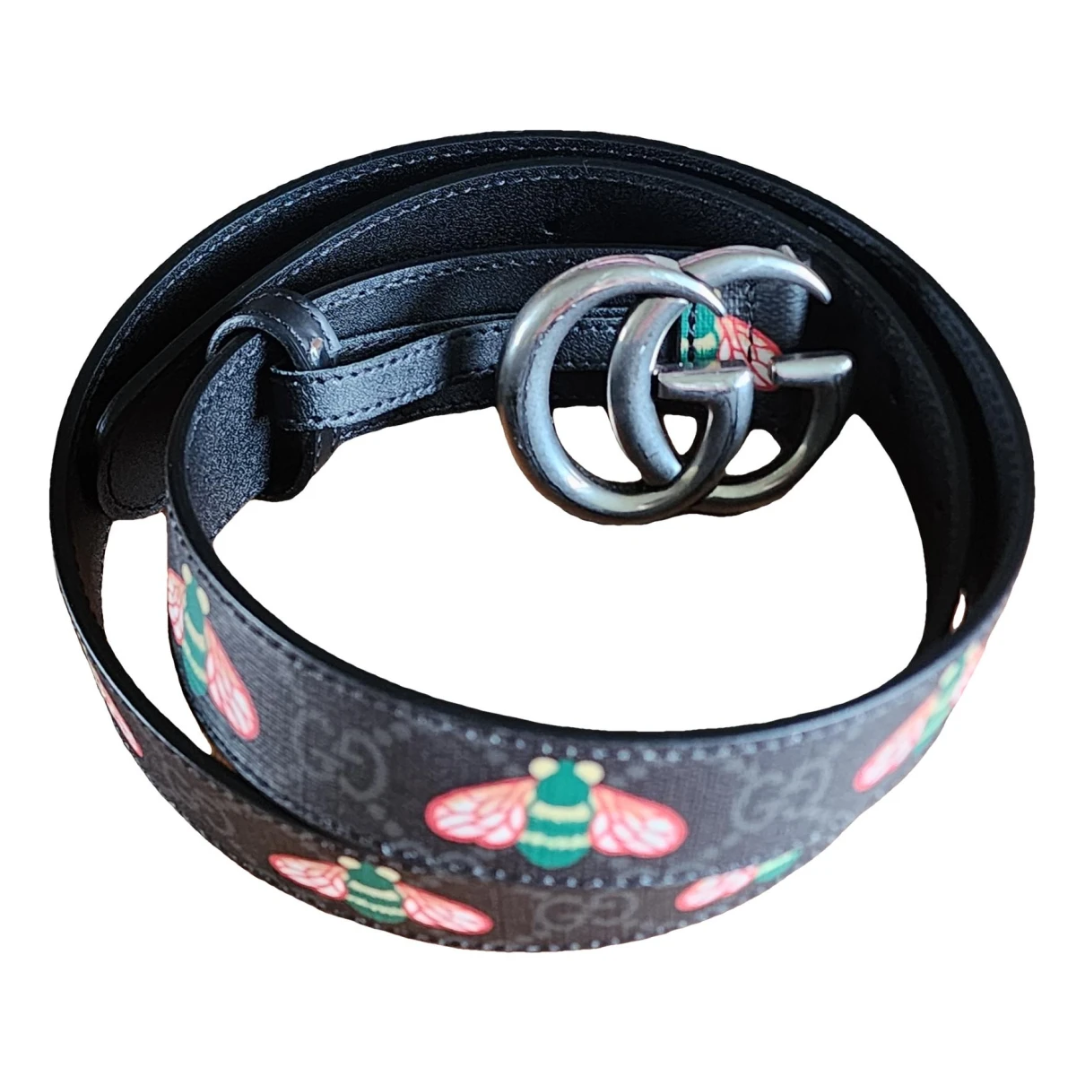 Pre-owned Gucci Gg Buckle Leather Belt In Black