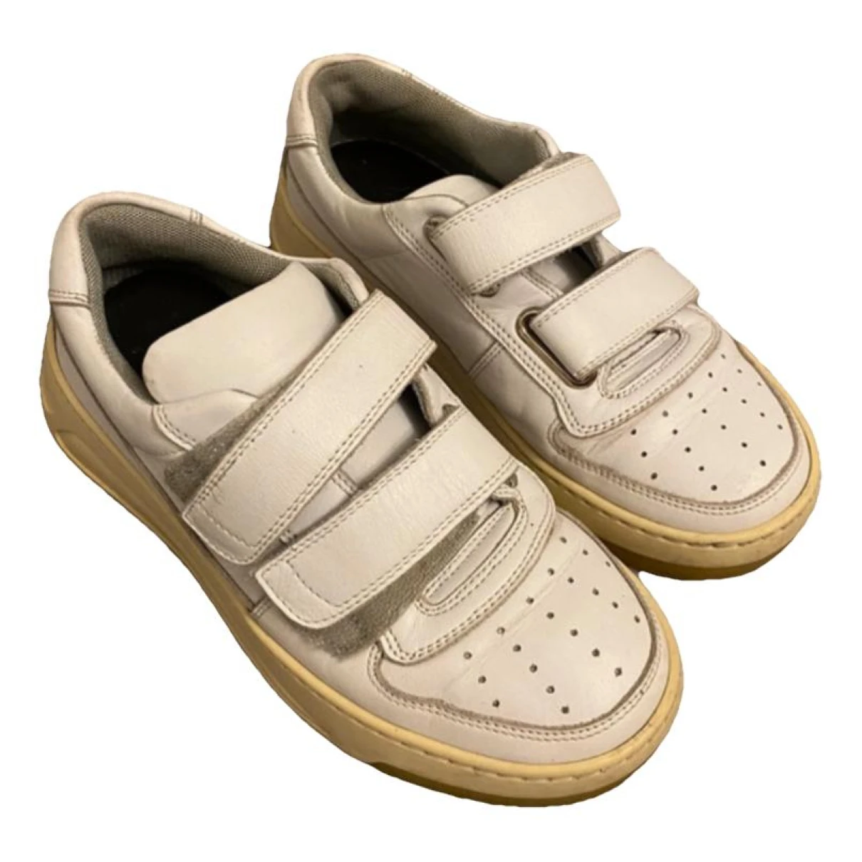 Pre-owned Acne Studios Steffey Leather Trainers In White