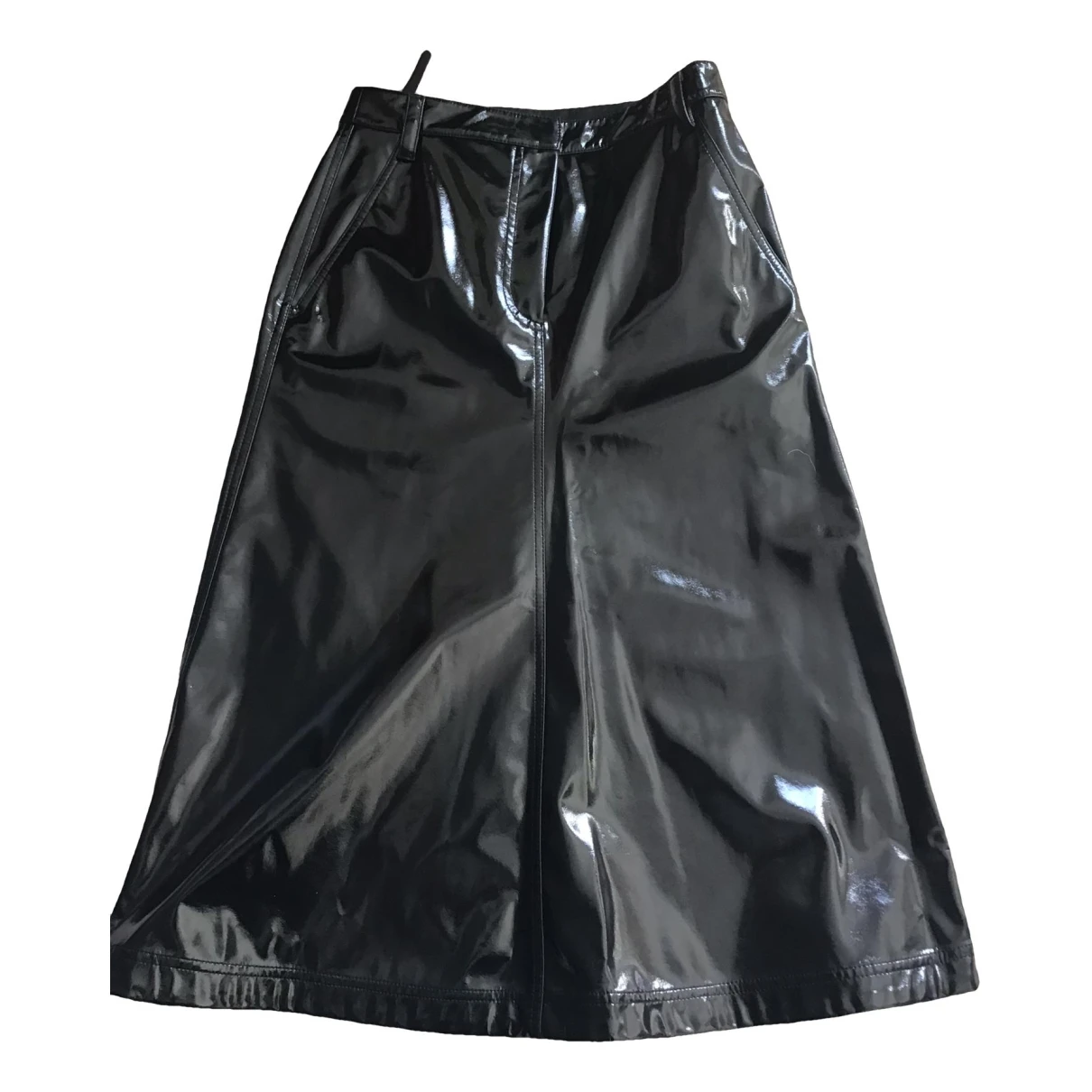 Pre-owned Tibi Vegan Leather Mid-length Skirt In Black