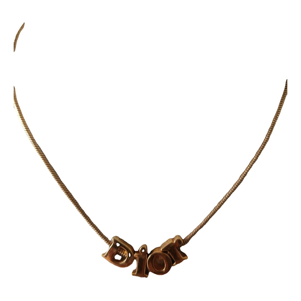 Pre-owned Dior Monogramme Necklace In Gold