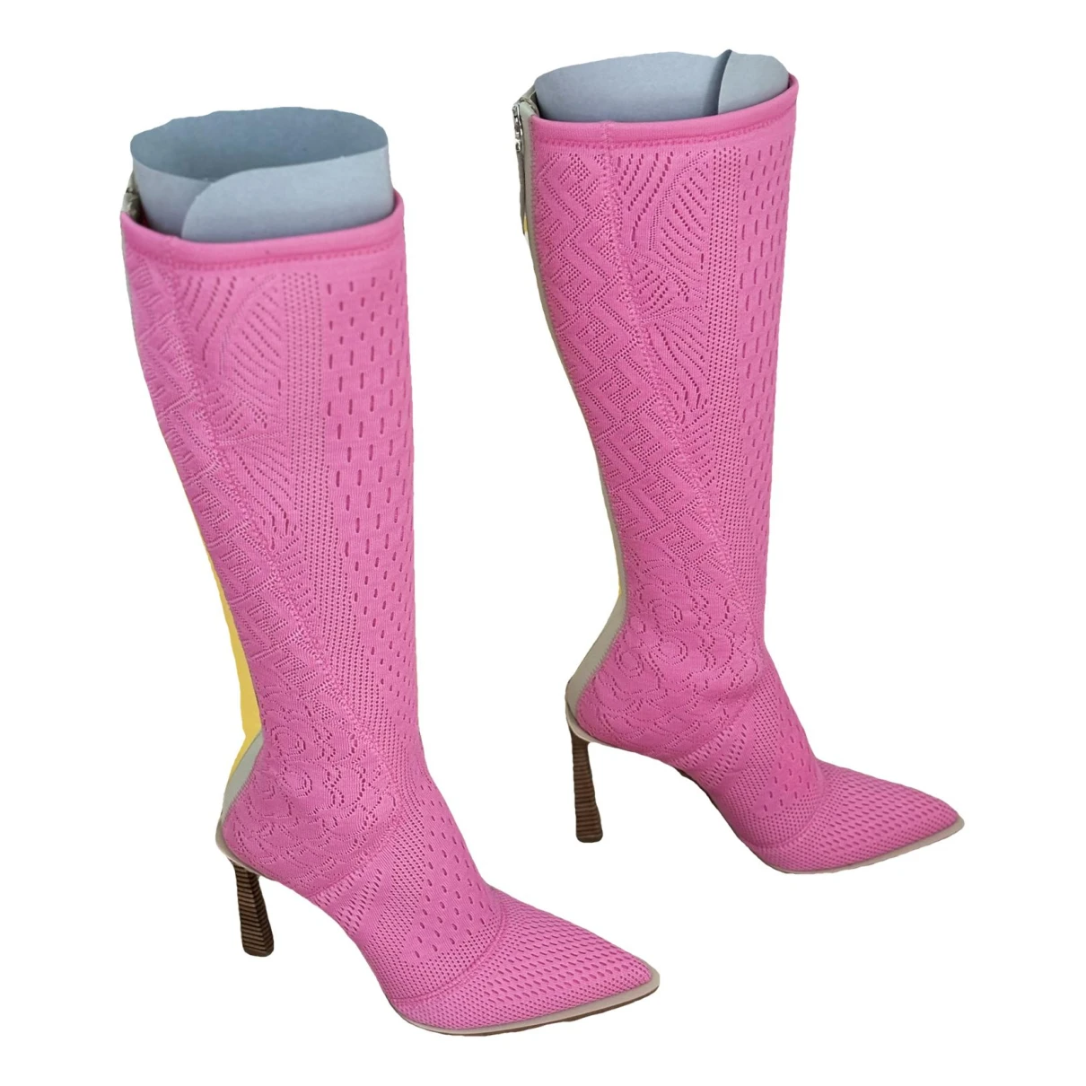 Pre-owned Fendi Leather Boots In Pink