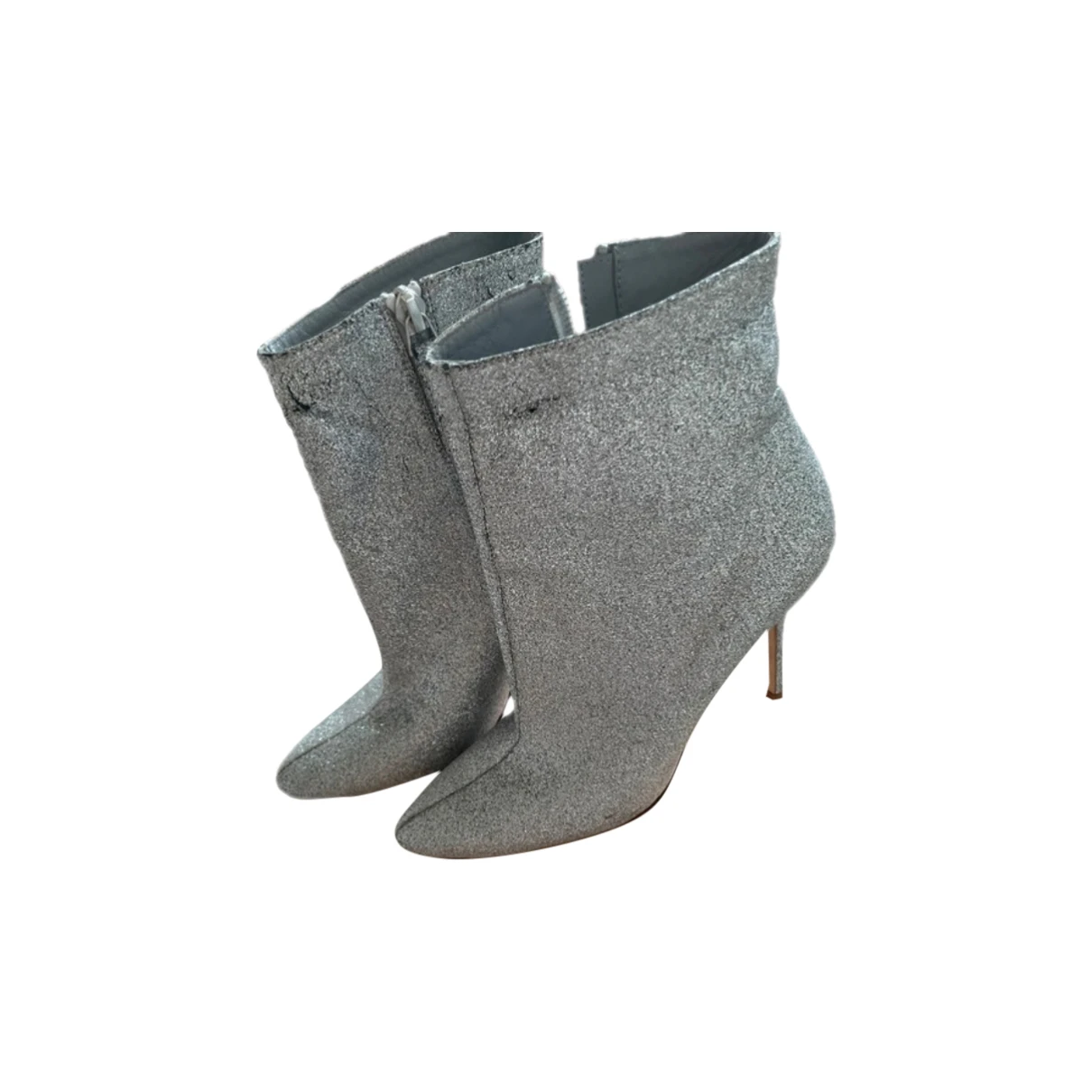 Pre-owned Manolo Blahnik Leather Ankle Boots In Grey
