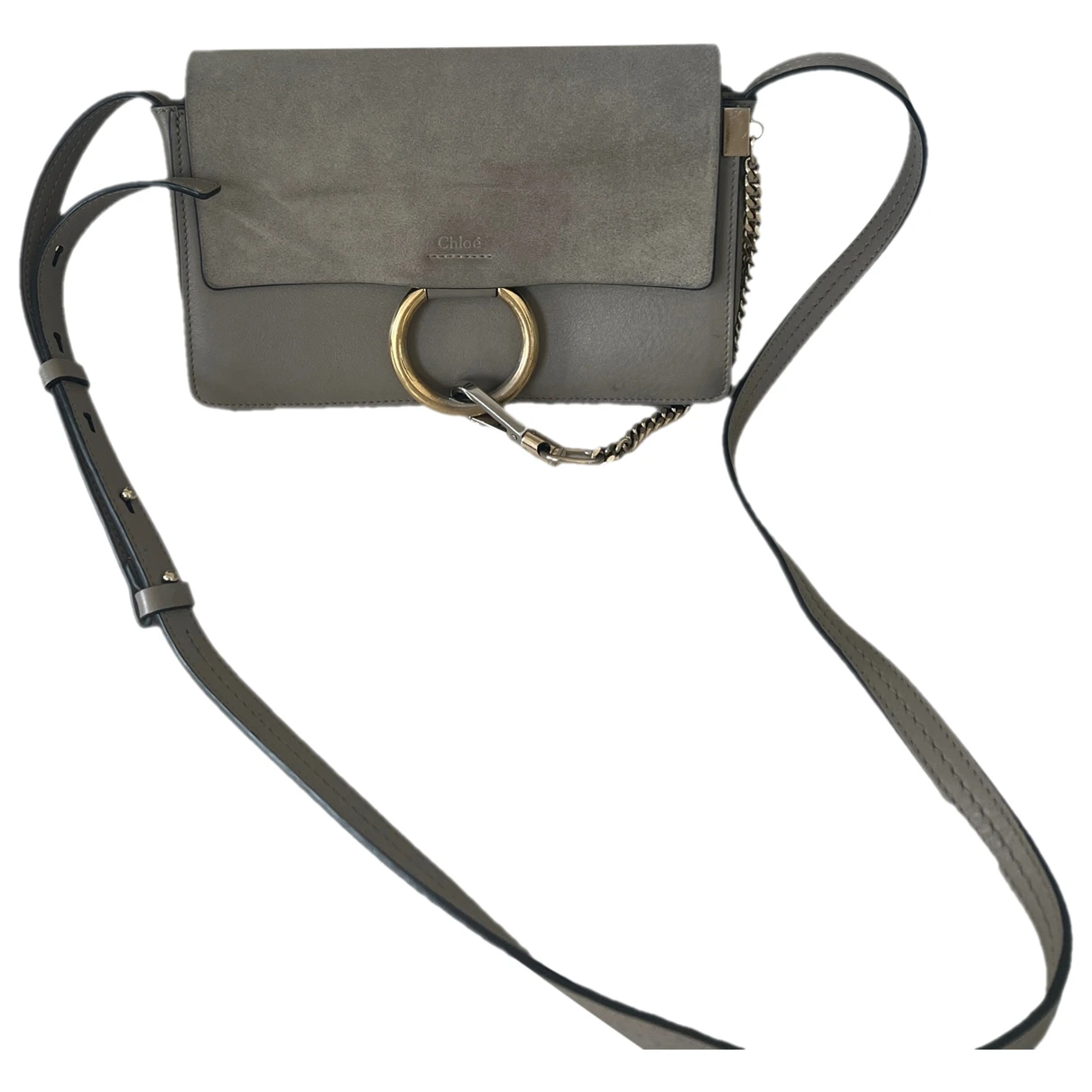 Pre-owned Chloé Faye Leather Crossbody Bag In Beige