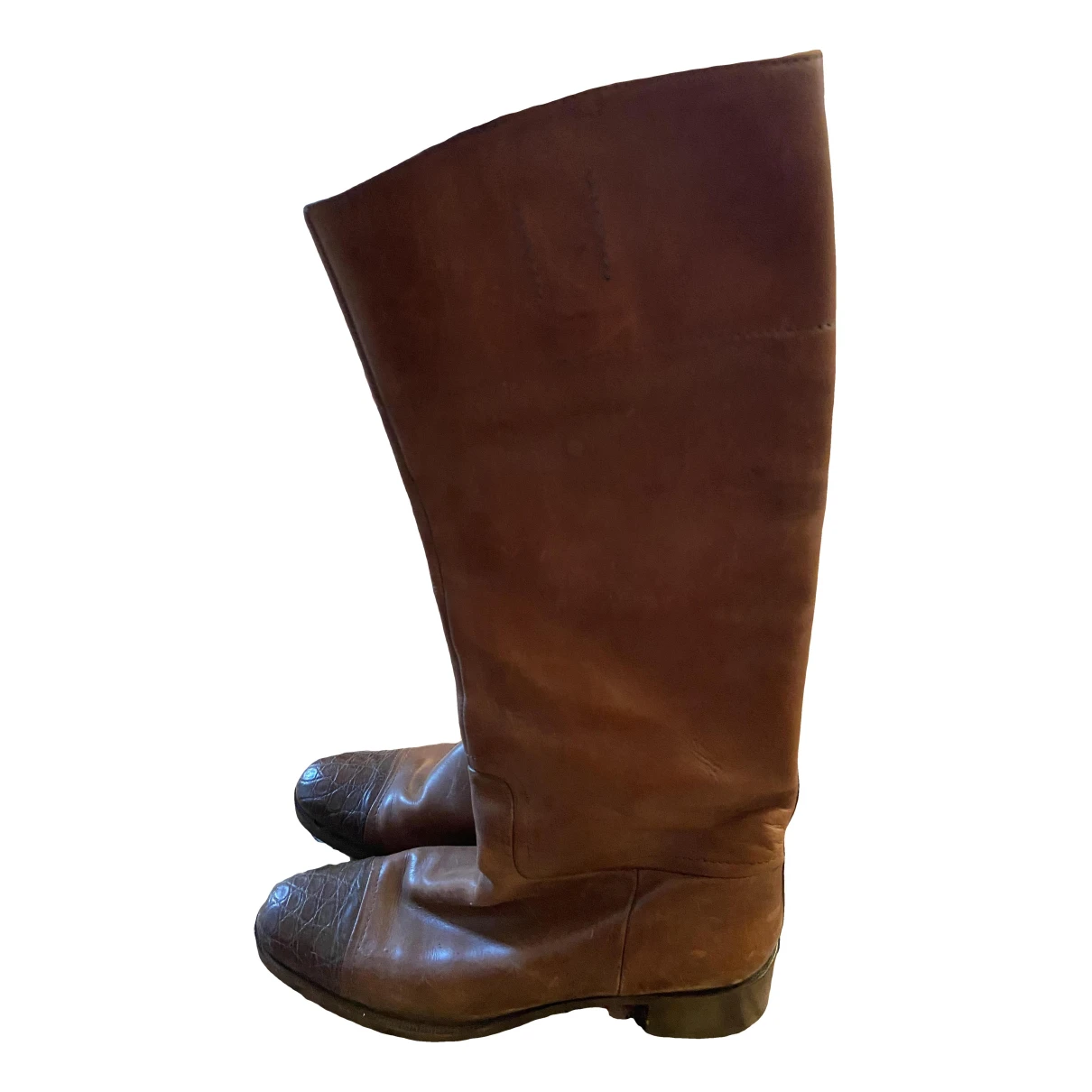 Pre-owned Jil Sander Leather Riding Boots In Brown