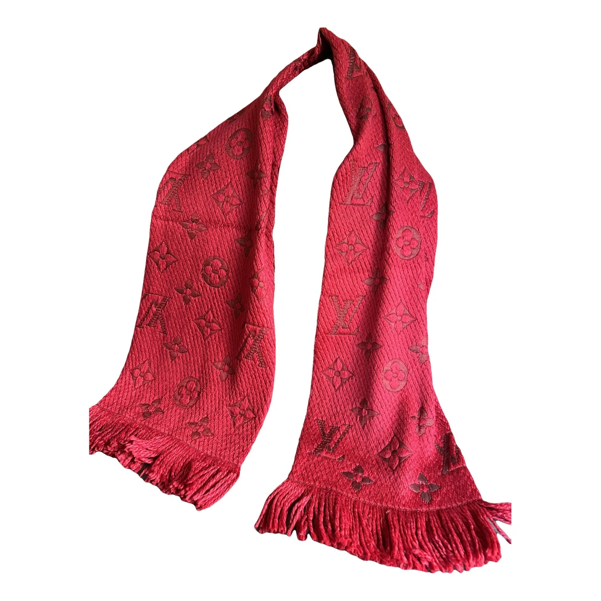 Pre-owned Louis Vuitton Logomania Wool Scarf In Red