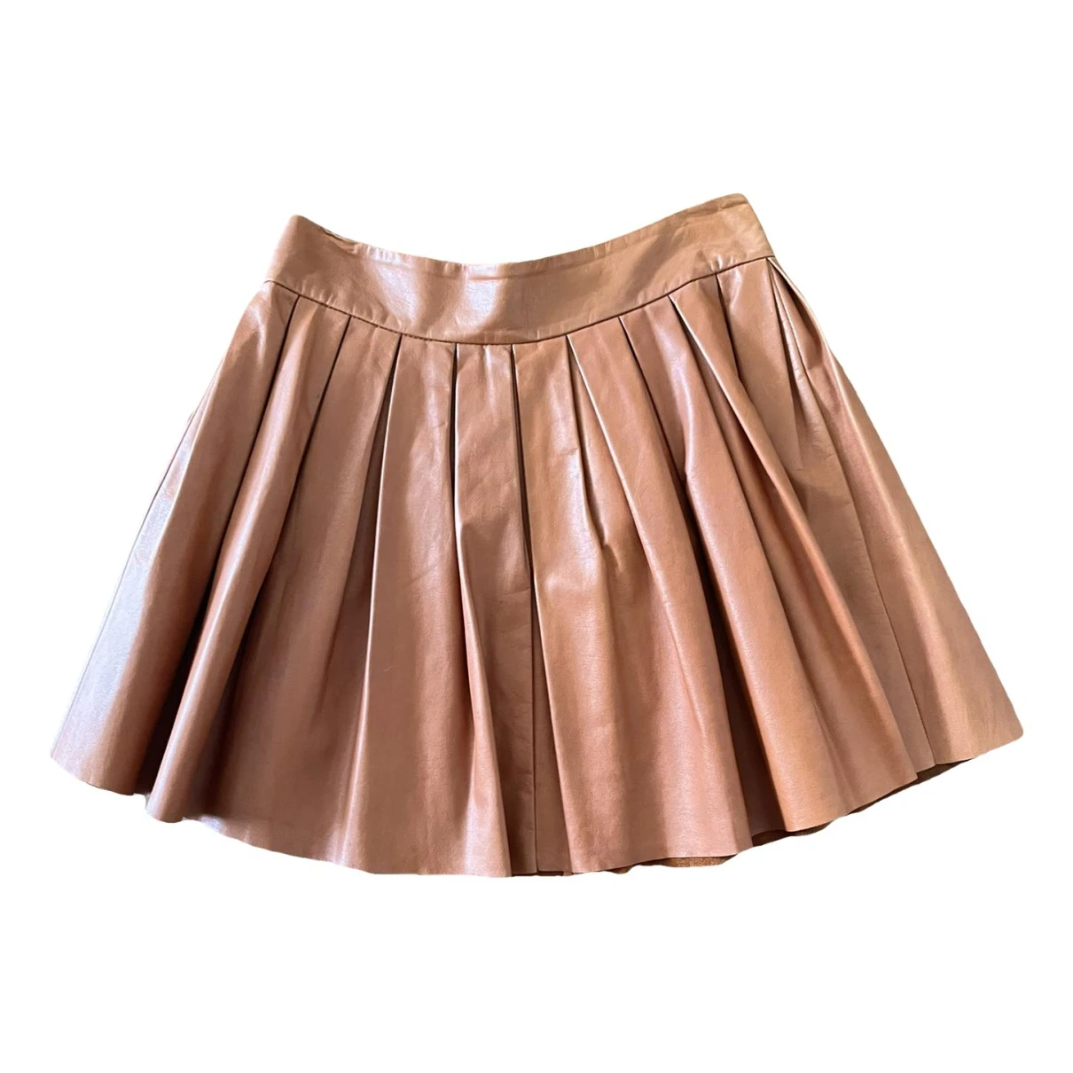 Pre-owned Alice And Olivia Leather Mini Skirt In Orange