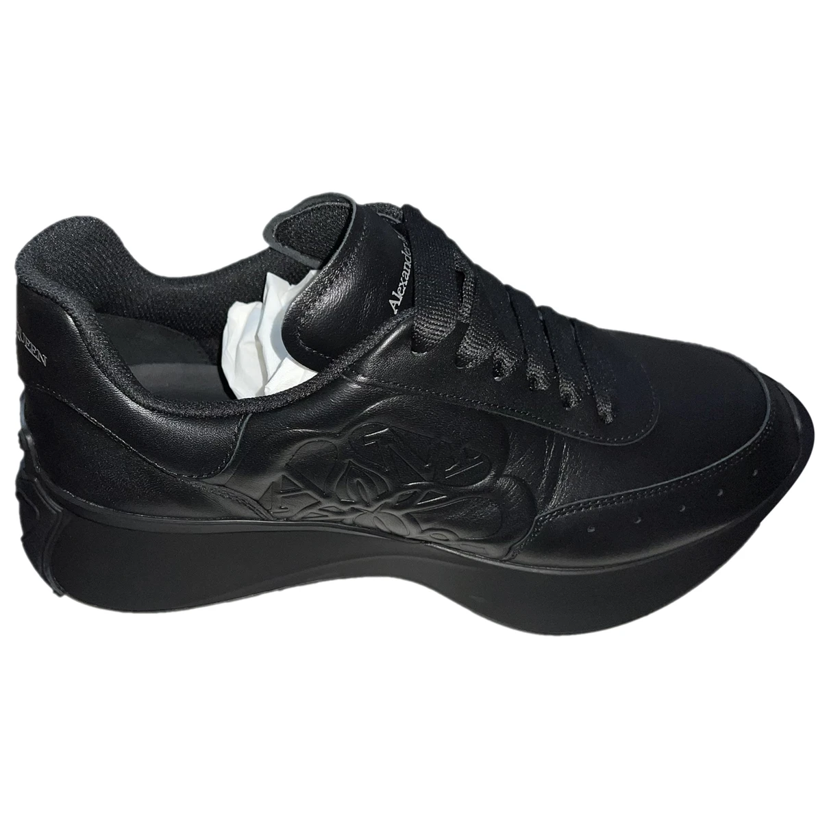Pre-owned Alexander Mcqueen Leather High Trainers In Black