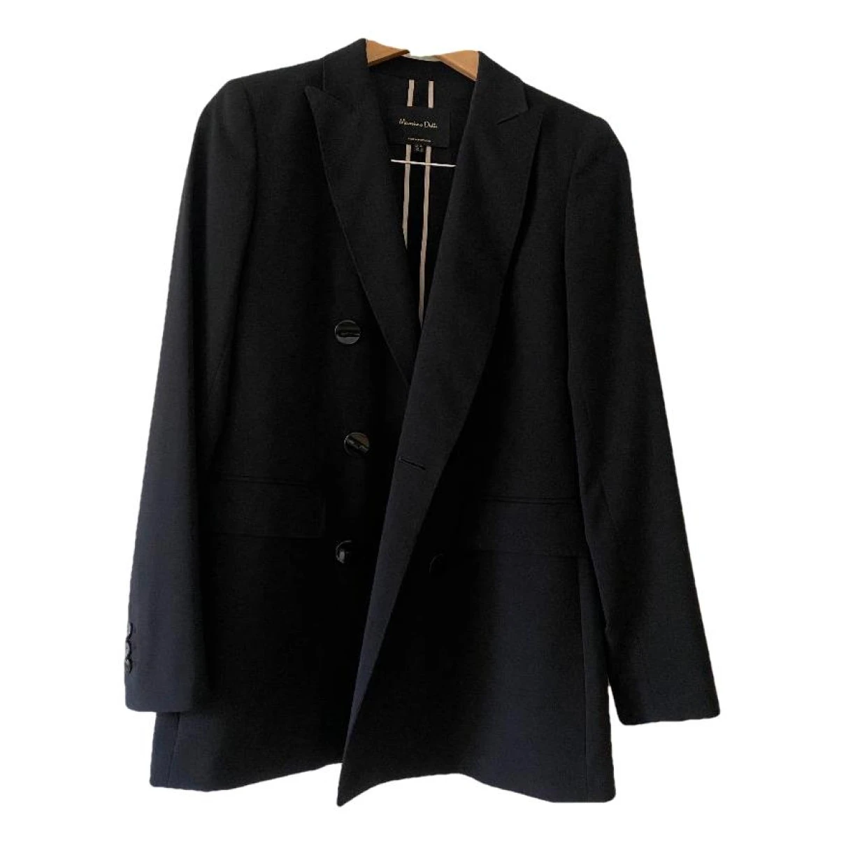 Pre-owned Massimo Dutti Wool Blazer In Black