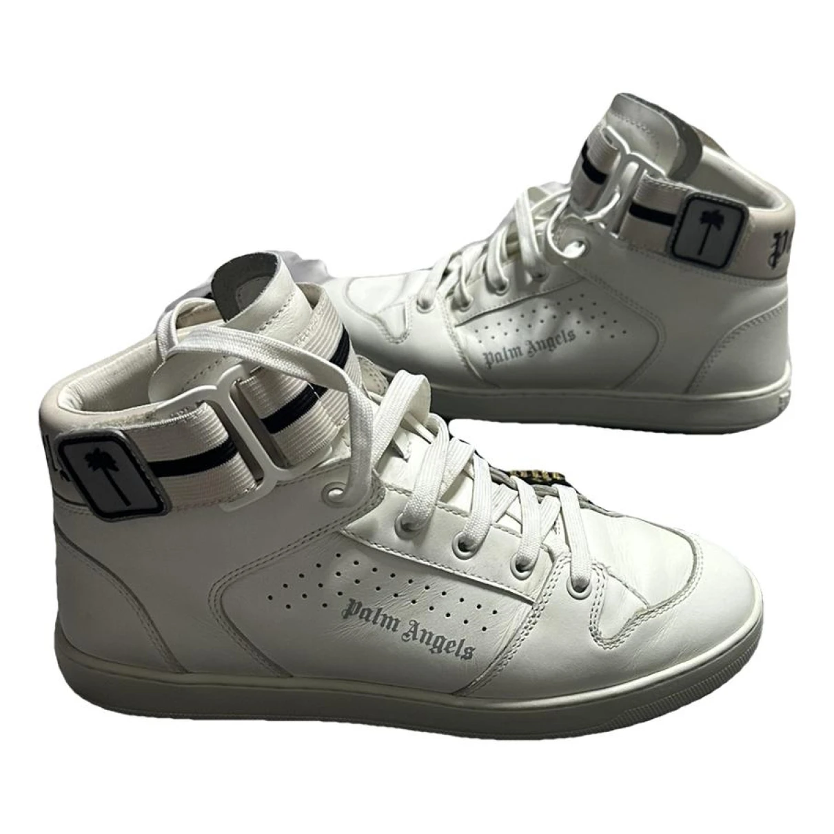 Pre-owned Palm Angels Leather High Trainers In White