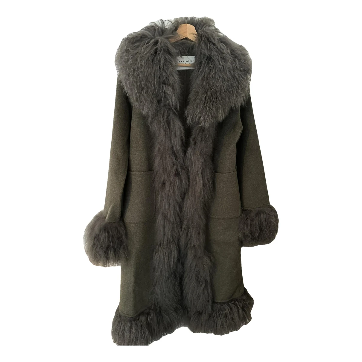 Pre-owned Charlotte Simone Faux Fur Coat In Green