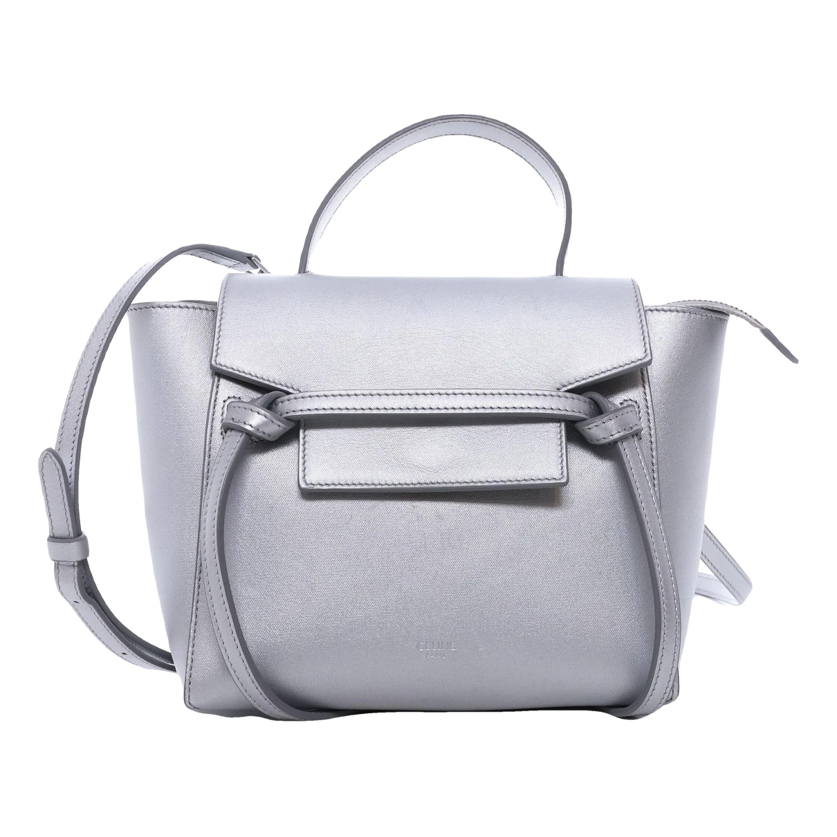 Pre-owned Celine Leather Crossbody Bag In Silver
