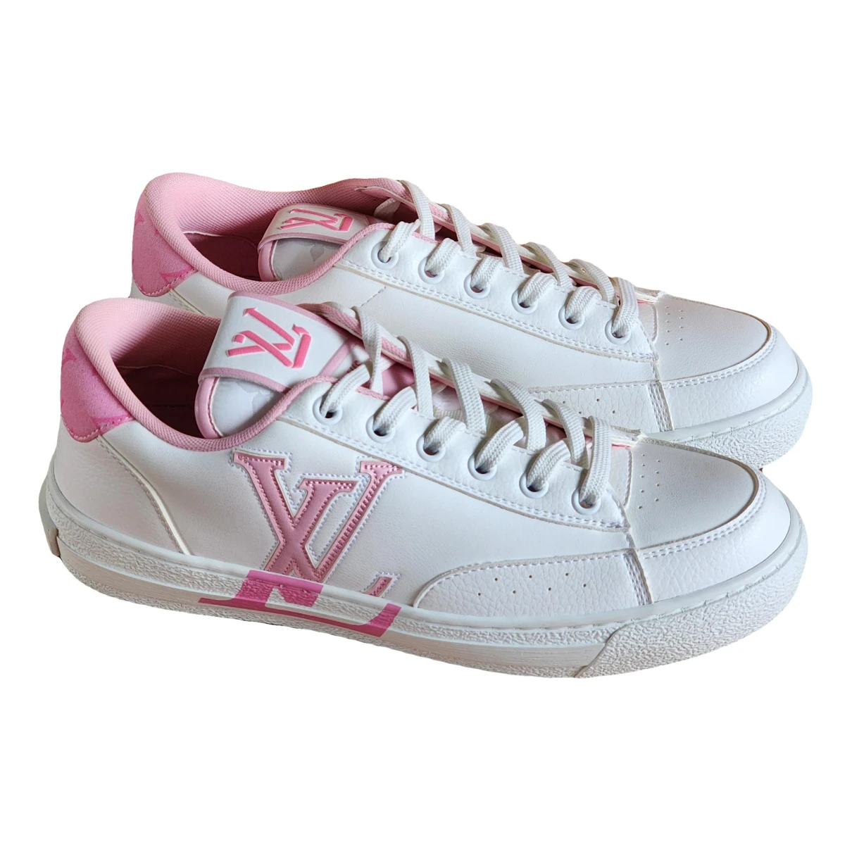 Pre-owned Louis Vuitton Charlie Leather Trainers In Pink