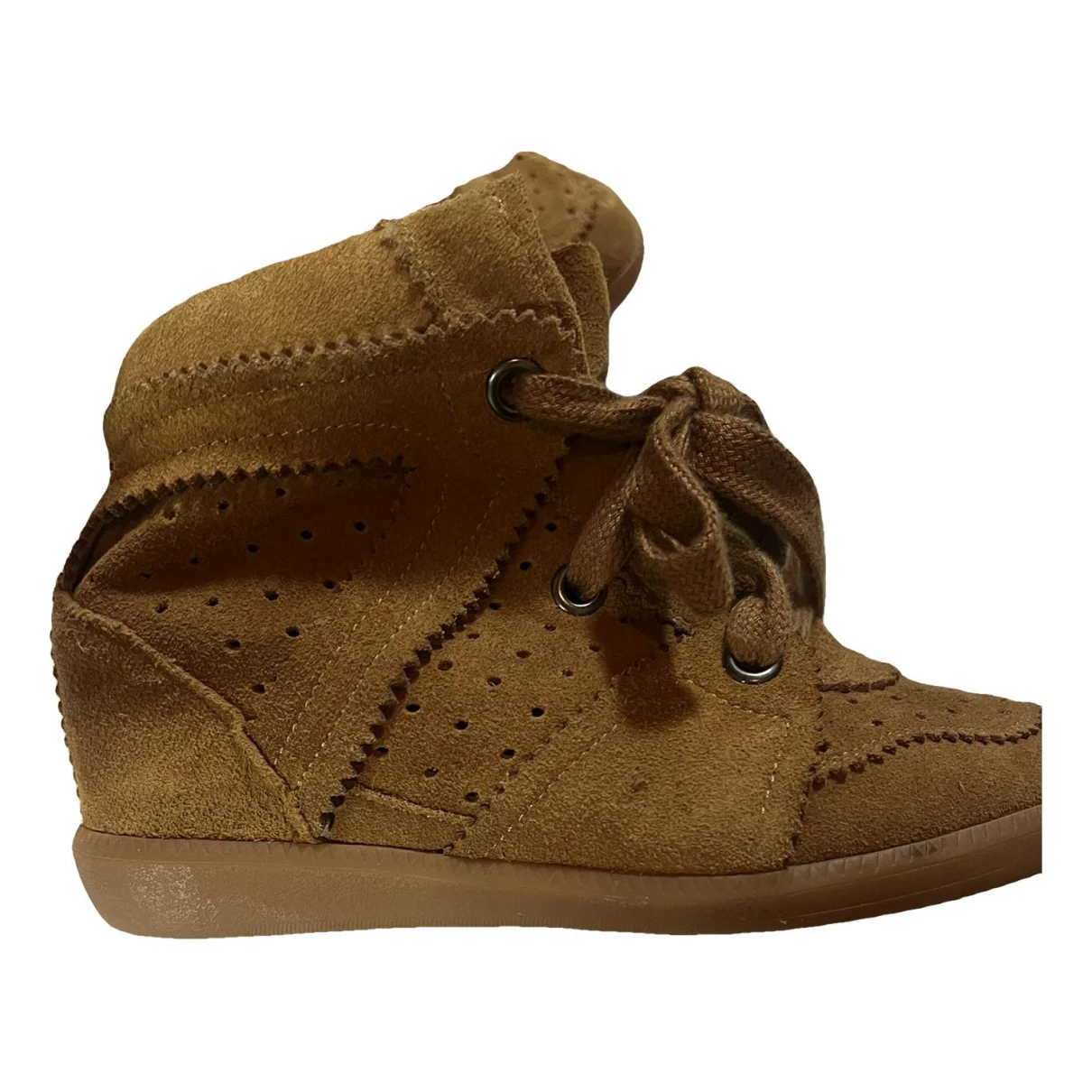 Pre-owned Isabel Marant Bobby Leather Trainers In Camel