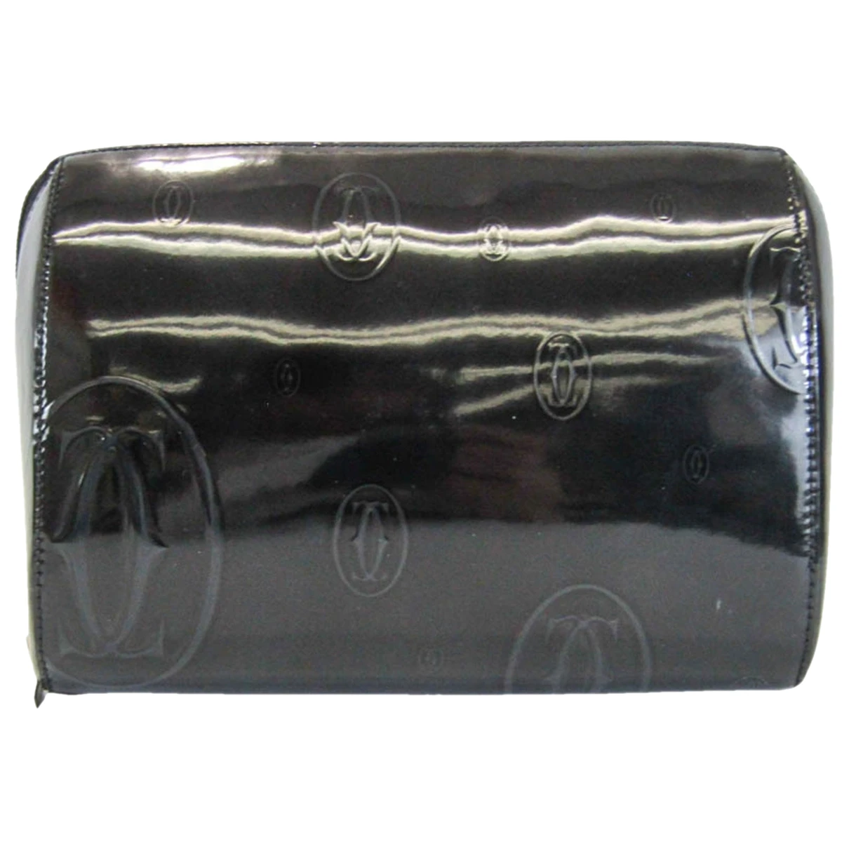 Pre-owned Cartier Patent Leather Clutch Bag In Black