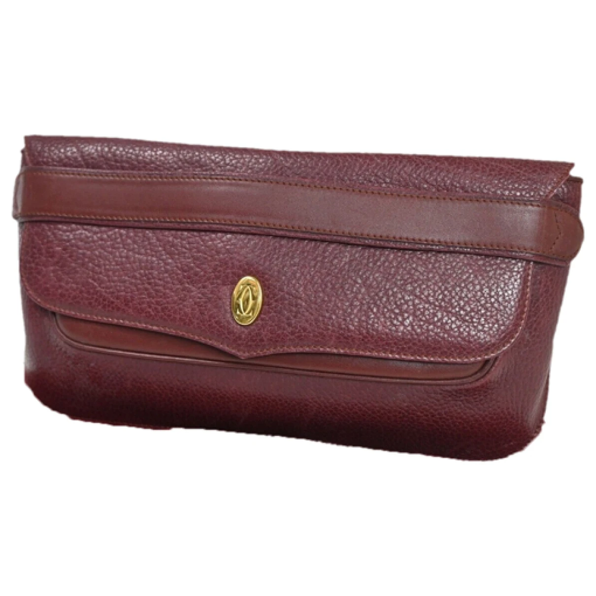 Pre-owned Cartier Leather Clutch Bag In Red