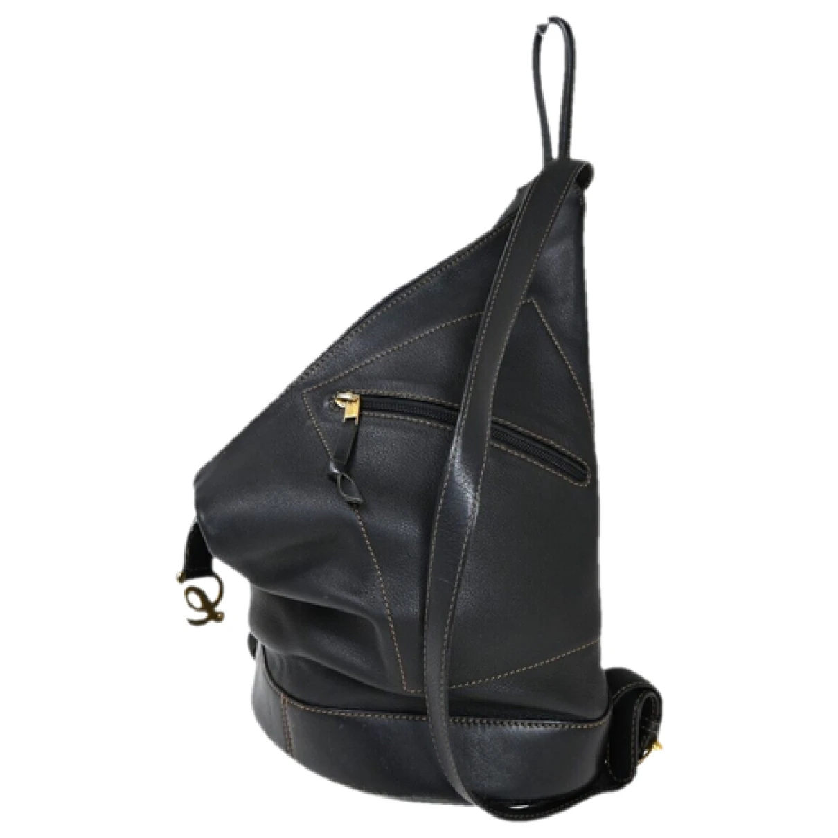 Pre-owned Loewe Anton Leather Backpack In Black