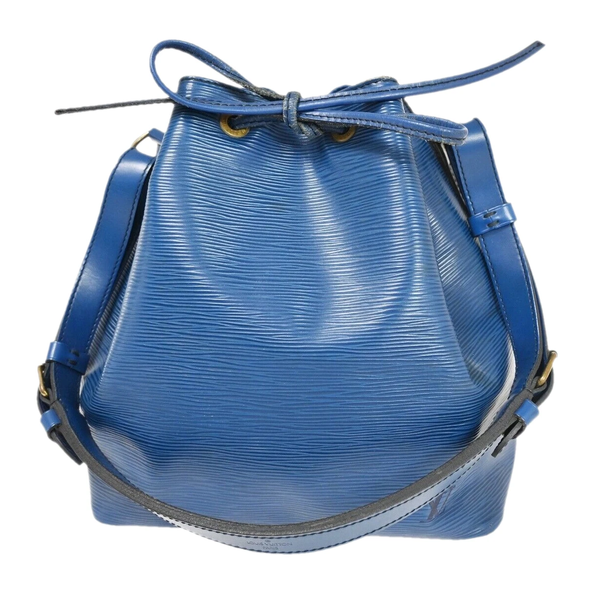 Pre-owned Louis Vuitton Petit Noé Trunk Leather Handbag In Blue