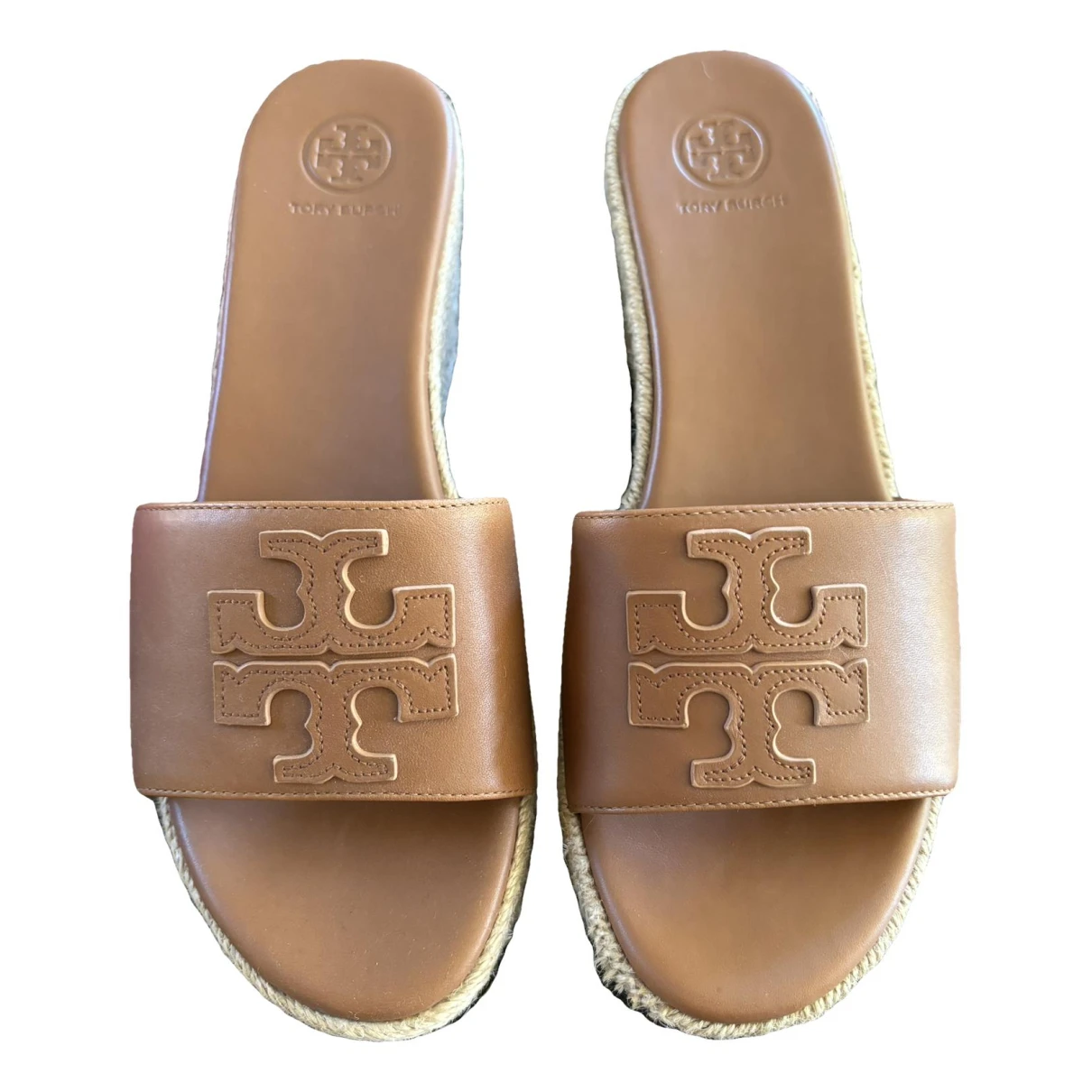 Pre-owned Tory Burch Leather Mules & Clogs In Camel