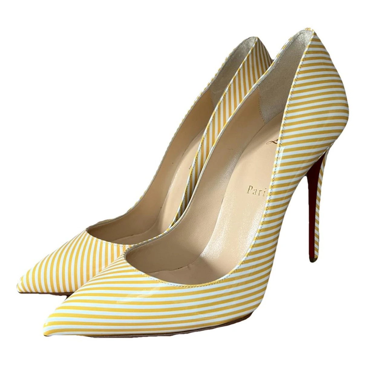 Pre-owned Christian Louboutin Pigalle Patent Leather Heels In Yellow
