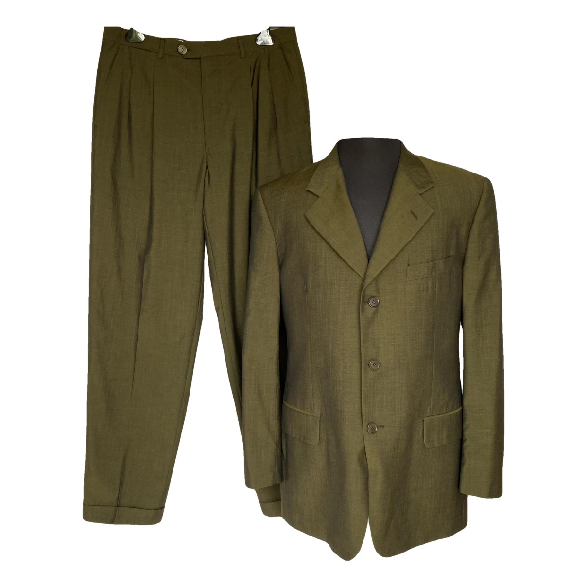 Pre-owned Valentino Wool Suit In Khaki