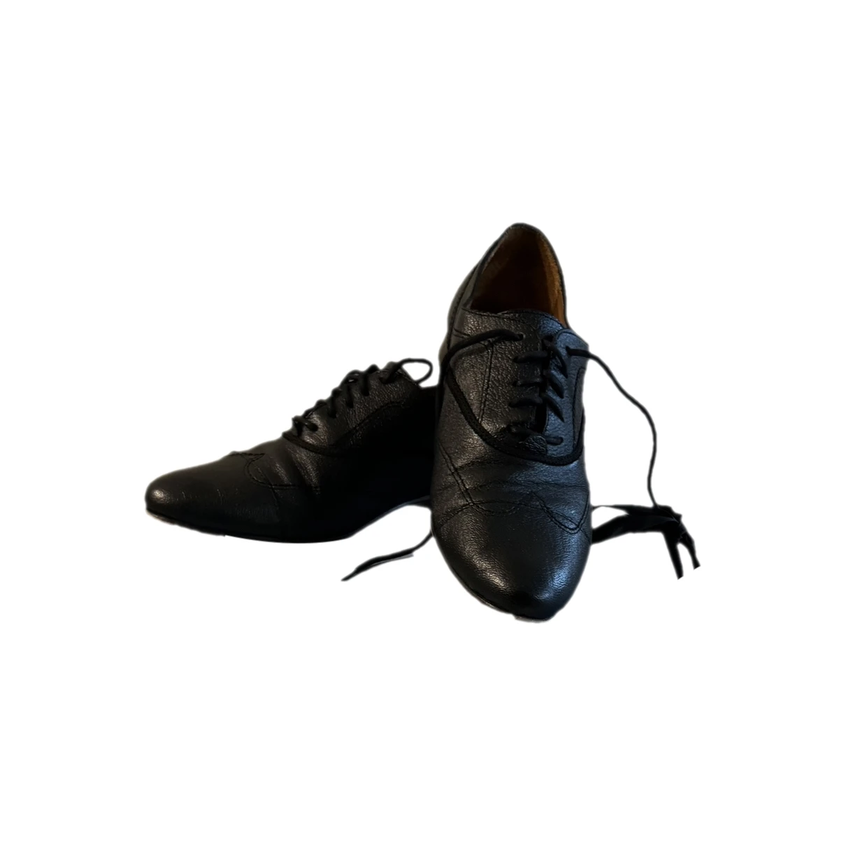 Pre-owned Lanvin Leather Lace Ups In Black