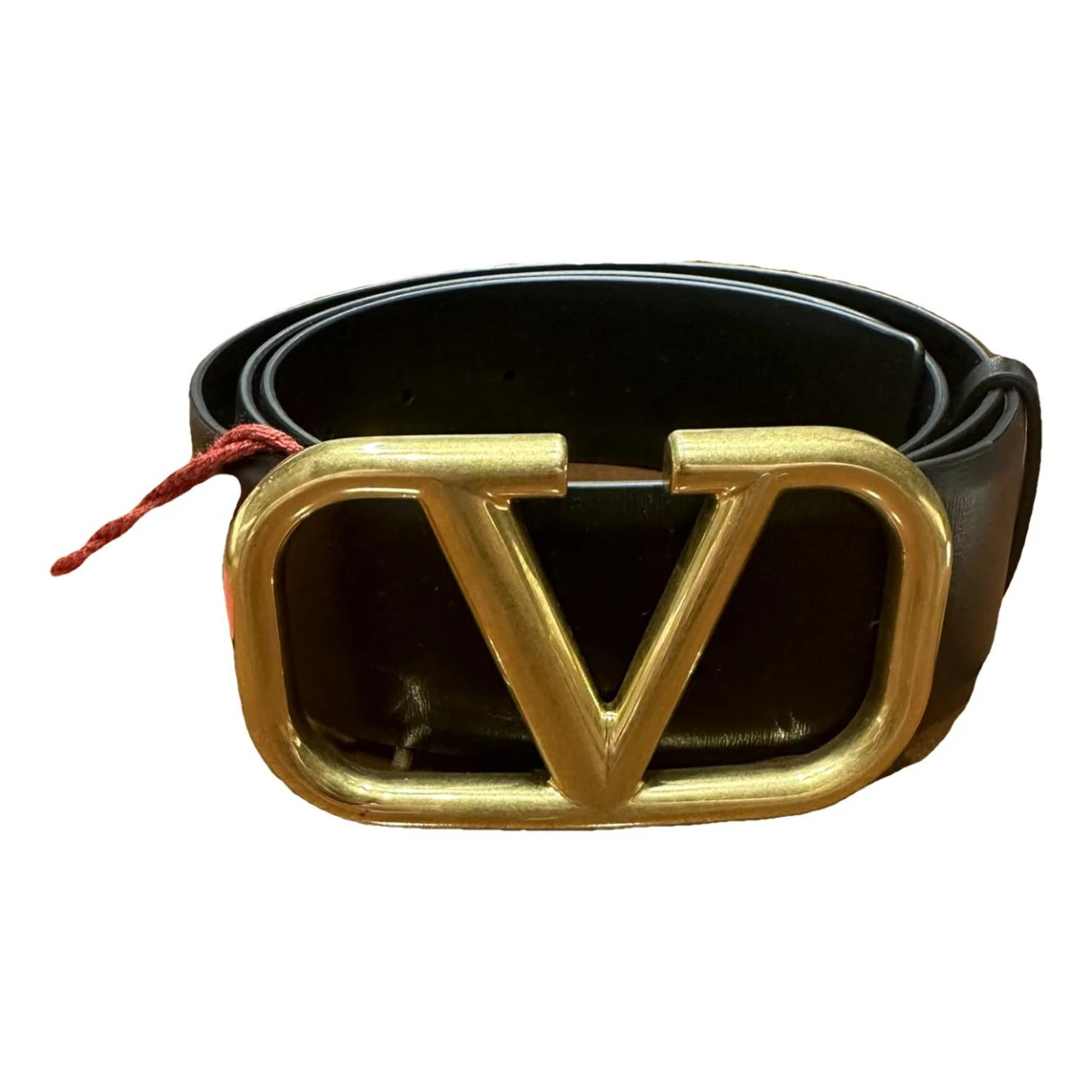 Pre-owned Valentino Garavani Vlogo Leather Belt In Black
