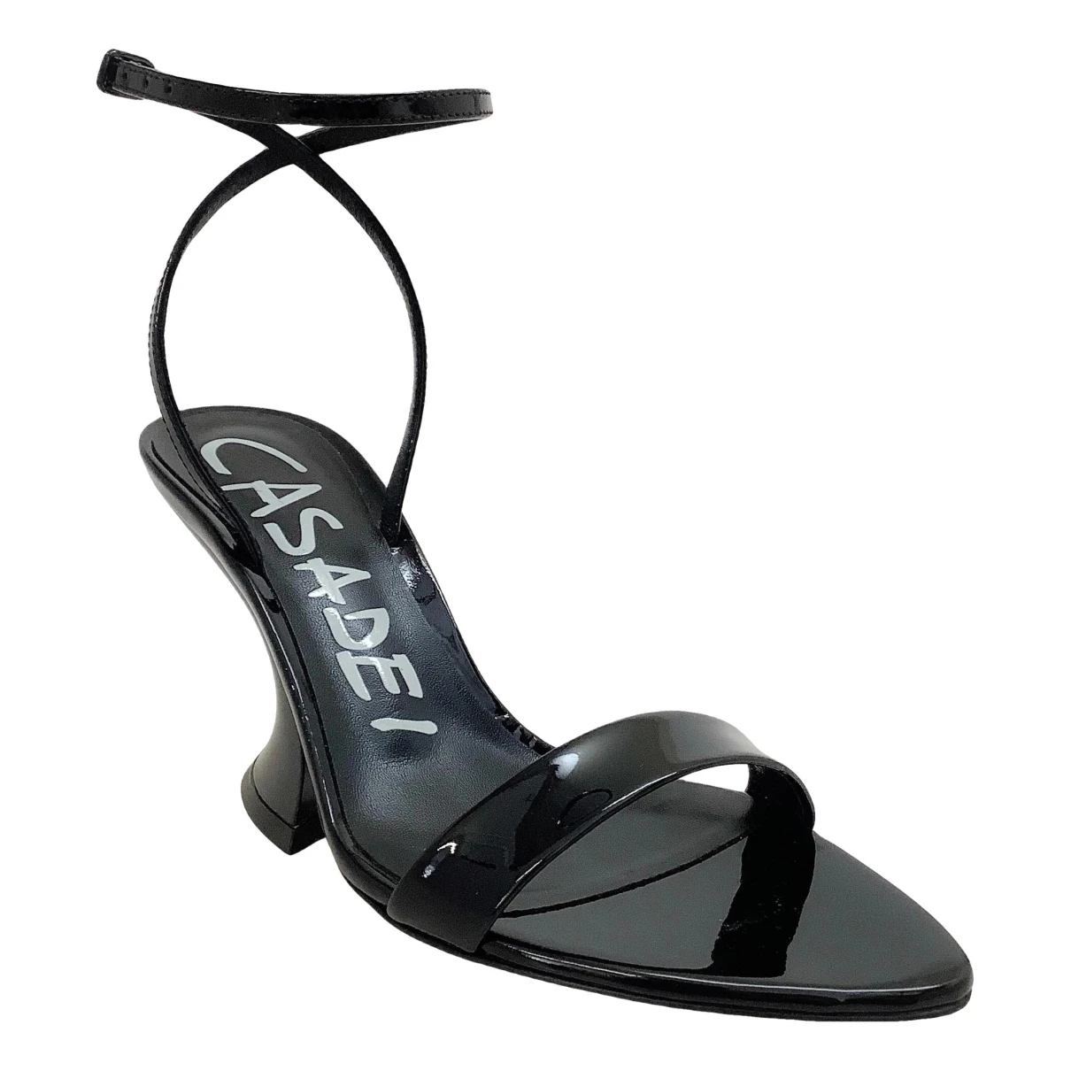 Pre-owned Casadei Patent Leather Sandals In Black