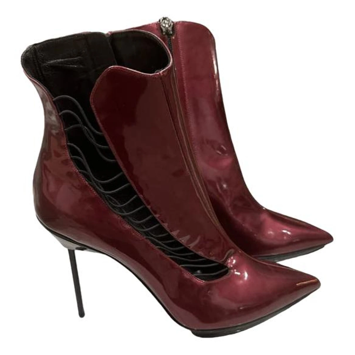 Pre-owned Giorgio Armani Patent Leather Heels In Burgundy