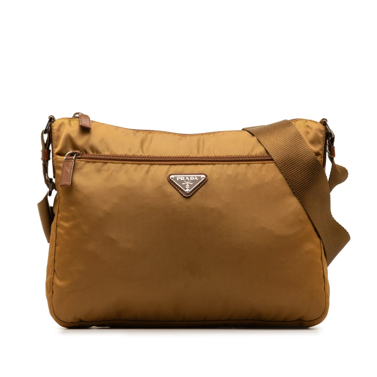 Pre-owned Prada Tessuto Cloth Crossbody Bag In Brown