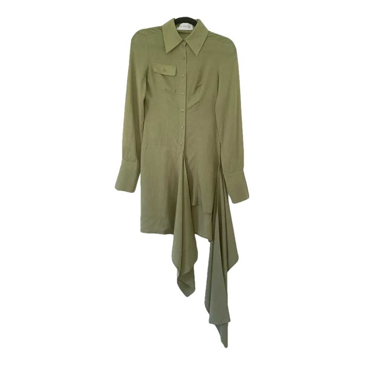 Pre-owned Aya Muse Linen Mini Dress In Green
