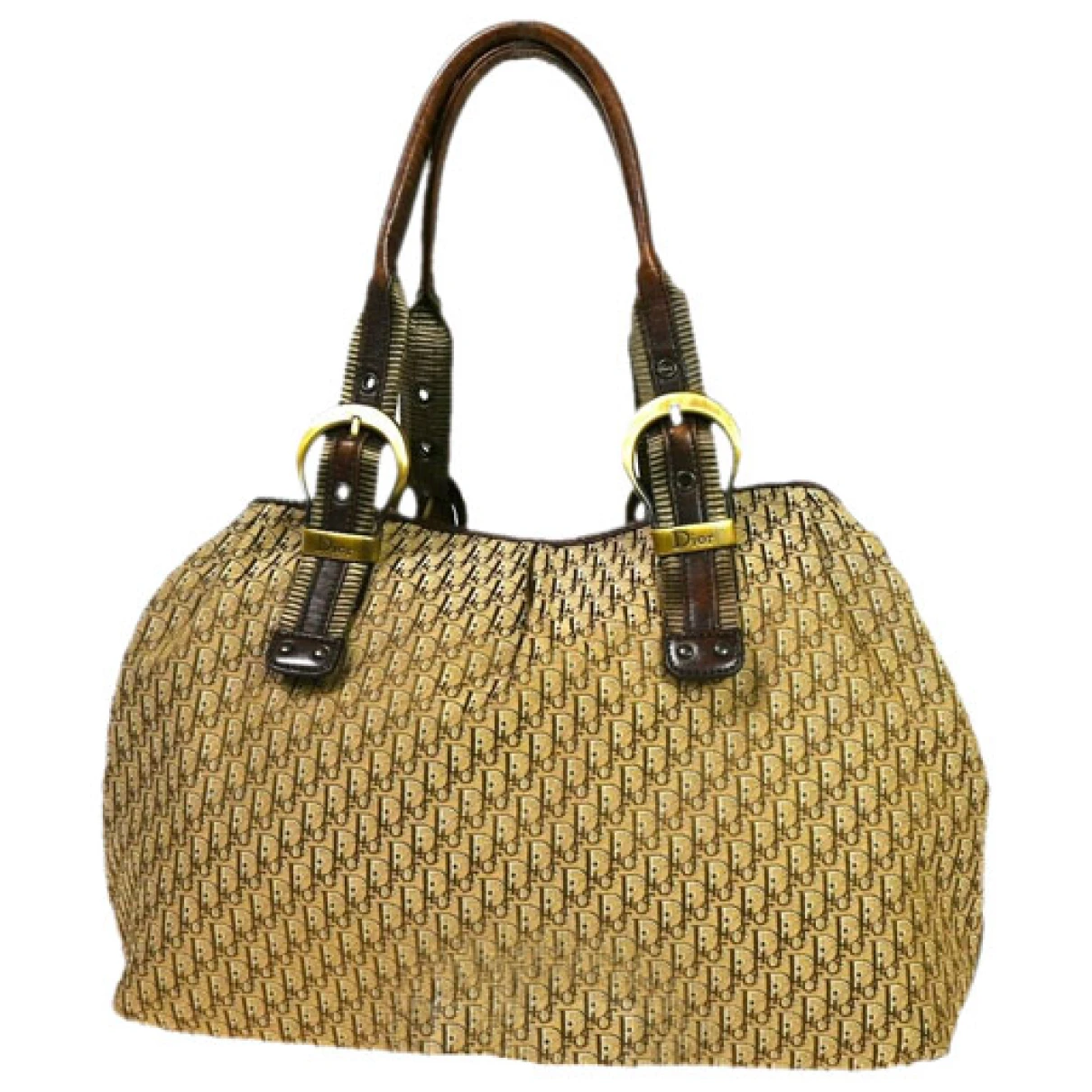 Pre-owned Dior Trotter Cloth Tote In Brown