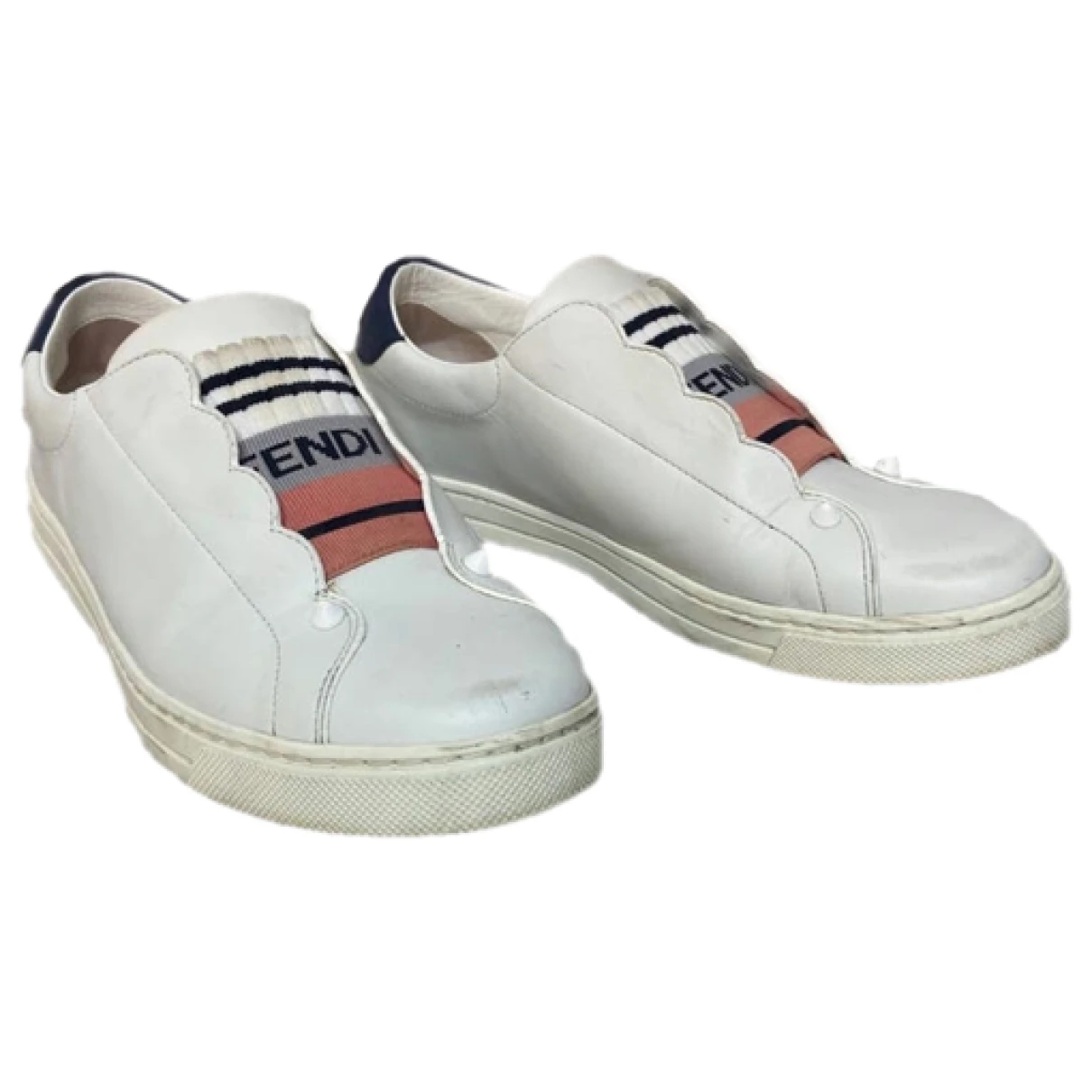 Pre-owned Fendi Leather Flats In White
