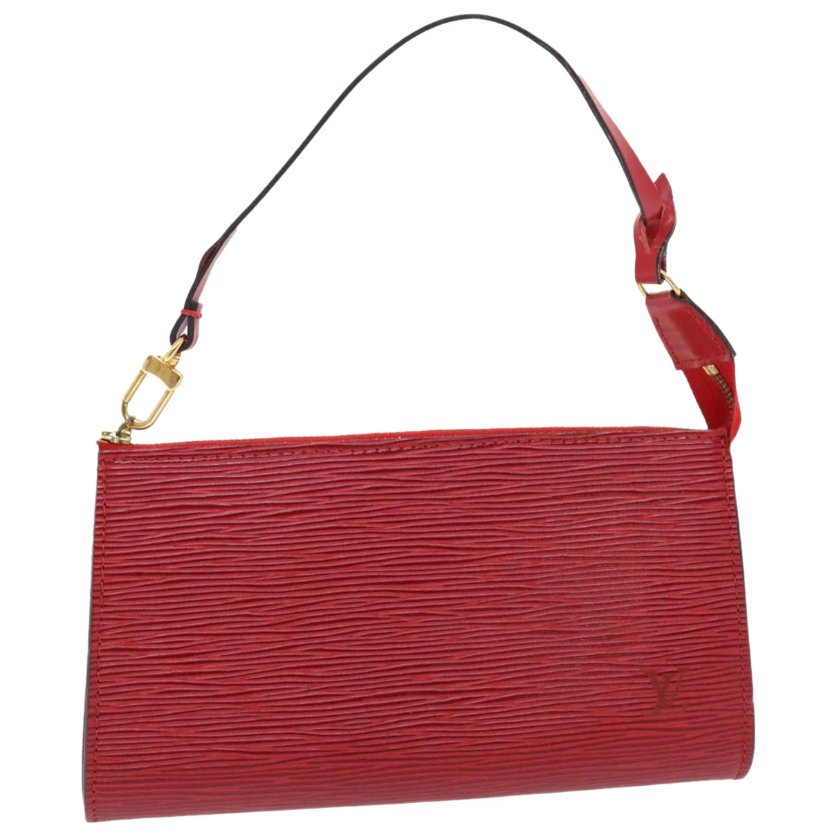Pre-owned Louis Vuitton Pochette Accessoire Leather Clutch Bag In Red