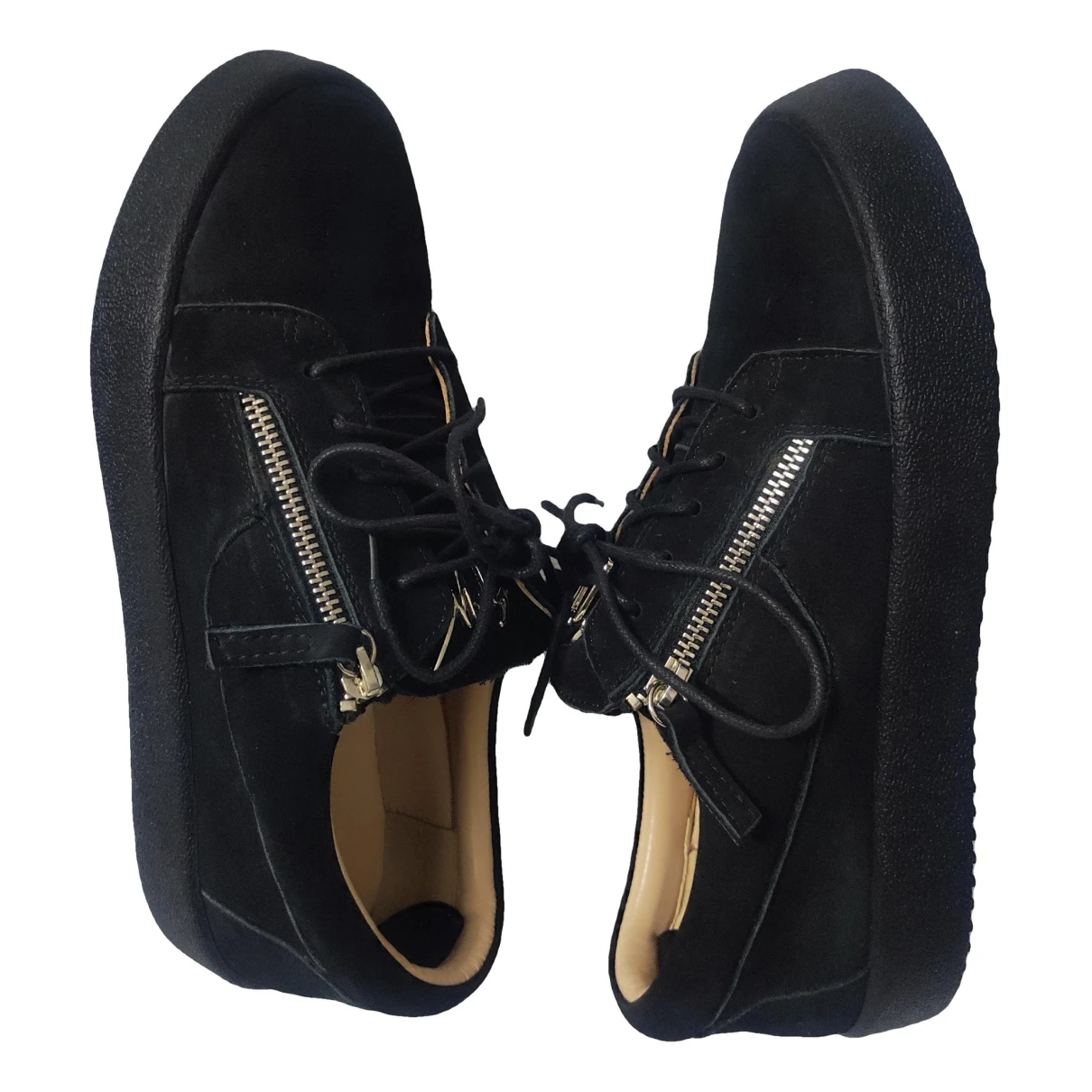 Pre-owned Giuseppe Zanotti Vegan Leather Low Trainers In Black