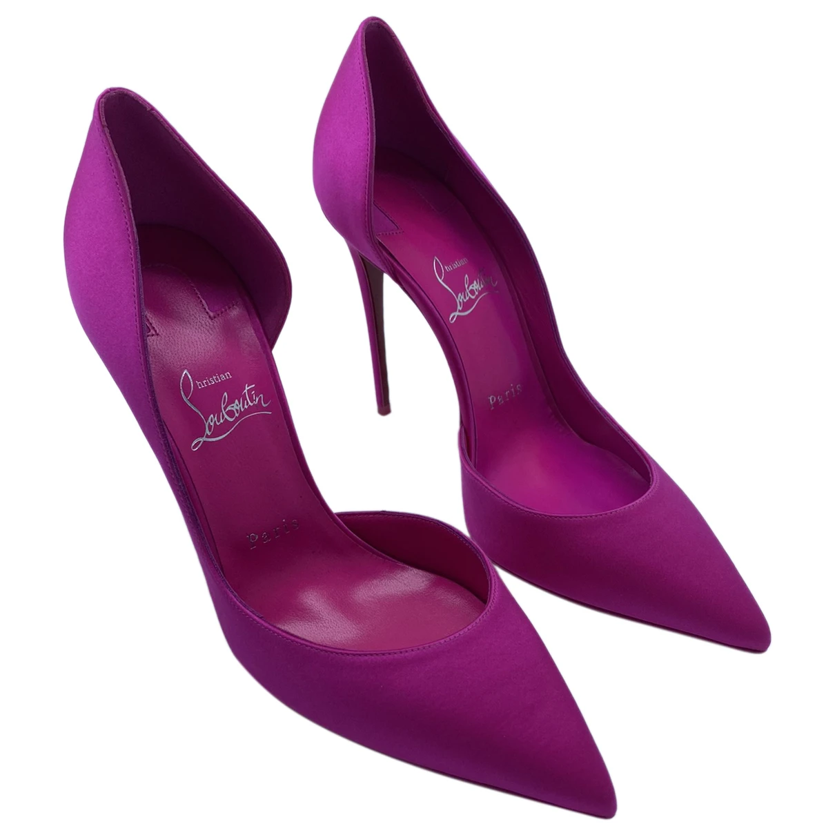 Pre-owned Christian Louboutin Iriza Cloth Heels In Pink